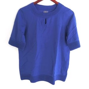 Pendleton Blue Keyhole Short Sleeved Silk Blend SZ L